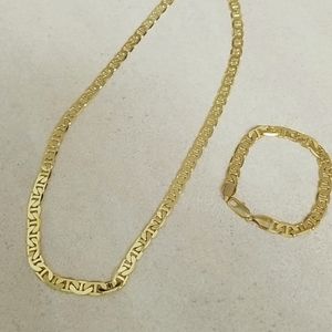 Chain Neckless & bracelet 14k gold plated set